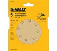 DEWALT DW4306 5-Inch 8 Hole 220 Grit Hook and Loop Random Orbit Sandpaper (5-Pack)