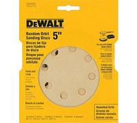 DEWALT DW4307 5-Inch 8 Hole Assortment Hook and Loop Random Orbit Sandpaper (5-Pack)