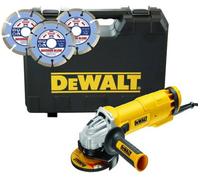 Dewalt Dwe4206K 240V 115mm 4.5In Angle Grinder In Box +3 Piece Diamond Blade Set