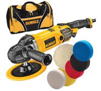 Dewalt Dwp849X Premium 180mm Variable Speed Polisher 240V +5 Pads + 1 Wool & Bag