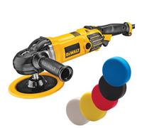 Dewalt Dwp849X Premium 180mm Variable Speed Polisher 240V & X5 Polishing Pads