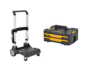 DeWalt DWST1-71196 T-STAK Trolley & DWST1-70706 T-Stak IV Tool Storage Box with 2-Shallow Drawers