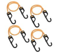 DEWALT DXBC300244 Black/Yellow 24” Premium Heavy-Duty Bungee Cords, 4 Pack | Non-Scratch Steel-Core Hooks with Quick-Pull Notch & Interlocking Grip for Stretching & Securing Lightweight Gear & Cargo