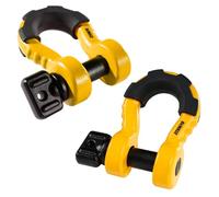 DEWALT DXBC8000-2KIT Black/Yellow 3/4" Bow Shackle with 7/8" Pin (10,400 lb Work Strength) - Towing, Winching, Vehicle Recovery, 2 Pack