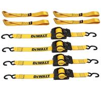 DEWALT DXBC9002-2X 8-Piece Kit with 2” x 10’ Auto Retractable Ratchet Straps (3,300 lb Break Strength) and 1.7" x 18" Premium Soft Loops (11,000 lb Break Strength)