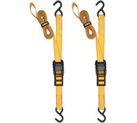 DEWALT DXBC90043 Black/Yellow 1.25” x 14’ Cam-Buckle Straps - 670 LBS Safe Working Load / 2,000 LBS Break Strength, 2 Pack