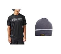 DEWALT Easton M Easton Black PWS Performance T-Shirt, Size M Bundle Beanie Beanie Grey Hat, One Size
