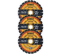 DeWalt Elite Extreme 3 Piece 190mm Circular Saw Blade Set 190mm 24T 30mm