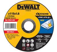 Dewalt Extreme Long Life INOX Stainless Steel Cutting Disc 115mm 1.6mm Pack of 1
