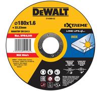 Dewalt Extreme Long Life INOX Stainless Steel Cutting Disc 180mm 1.6mm Pack of 1