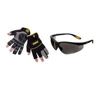 DEWALT Finger Framer Power Tool Glove - Grey/Black/Yellow, Size 10 Reinforcer Smoke Ploycarbon Safety Glasses - Black/Smoke, One Size
