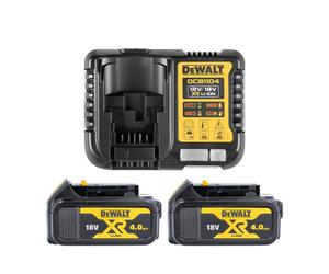 DeWalt Genuine DCB182X2 Pack of 2 18v 4.0Ah XR Li-Ion Battery Packs With Charger