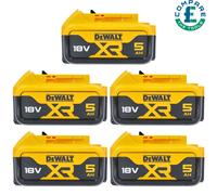DEWALT Genuine DCB184 18V XR 5.0Ah Li-ion Cordless Slide Battery Pack of 5