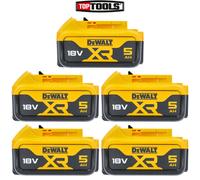 DEWALT Genuine DCB184 18V XR 5.0Ah Li-ion Cordless Slide Battery Pack of Five
