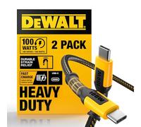 DEWALT Heavy Duty 2-Pack 100W USBC to USBC Cable, 4ft USB C to USB C Cable, Fast Charging Durable Braided TypeC Charger Cord for iPhone 17 16 15 Pro Max MacBook Pro iPad Air Samsung S24 Ultra