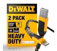 DEWALT Heavy Duty 2-Pack Durable Iphone Charger Cord, [Apple Mfi Certified] 4Ft Long Charging Cable, Compatible Apple Lightning To Usb Cable, Fast Charging Cords For Iphone 14/13/12/11/13 Pro/13 Max