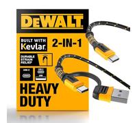 DEWALT Heavy Duty 2In1 Charging Cable, Usb C To Usbc W/Adapter Usb,60W Pd Fast Charging & Data Sync,Typec Charger Cables For Multiple Devices For Iphone 16/15 Pro Max,Macbook,Ipad,Samsung Galaxy