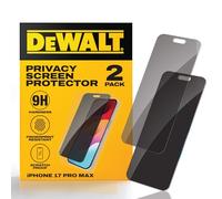 DEWALT Heavy Duty 2Pack Privacy Screen Protector for iPhone 17 Pro Max, Sensor Protection, Dynamic Island Compatible, AntiSpy Tempered Glass [9H Hardness] Case Friendly High Response, HD Image Quality