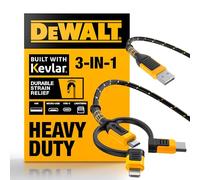 DEWALT Heavy Duty 3 in 1 Multi Charging Cord, 6ft Fast Charger Cord, Multi Charger Adapter with Lightning/Type C/Micro USB Port for iPhones/Samsung Galaxy/PS/Tablets/More