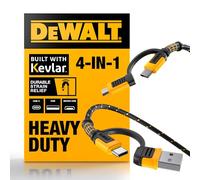 DEWALT Heavy Duty 4-in-1 Cable, Type C/Micro USB/USB Cable for iPhone 16, iPhone 15, iPad Charger USB C, Huawei, HTC, LG, Samsung Galaxy, Android Smartphones, iPad Pro, Micro C Charging (6ft, Black)