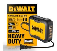 DEWALT Heavy Duty 4 Port USB C Charger Block, 100W USB C Charger Intelligent Power Sharing, 6ft Power Cord, Charge 4 Devices Compatible w/DEWALT 20V Batteries, Perfect for Work Tables & Jobsites