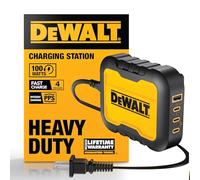 DEWALT Heavy Duty 4 Port USB C Charger Block, 100W USB C Charger Intelligent Power Sharing, 6ft Power Cord, Charge 4 Devices Compatible w/DEWALT 20V Batteries, Perfect for Work Tables & Jobsites