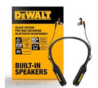 DEWALT Heavy Duty Black Edition 2 in 1 Neckband Bluetooth Headphones w/Built-in Speakers, Jobsite Wearable Speaker & Around Neck, Wireless Headset, 60+ Hrs Hands-Free Music & Calls, Carry Pouch