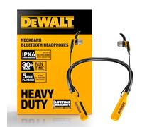 DEWALT Heavy Duty Bluetooth Neckband Headphones, Wireless Around The Neck Earbuds w/ 30H Runtime + Noise Isolation, Secure Magnetic Wireless Earbuds, Jobsite Pro Built-in Mic Bluetooth Headsets