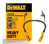 DEWALT Heavy Duty Bluetooth Neckband Headphones, Wireless Around The Neck Earbuds w/ 30H Runtime + Noise Isolation, Secure Magnetic Wireless Earbuds, Jobsite Pro Built-in Mic Bluetooth Headsets