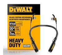 DEWALT Heavy Duty Bluetooth Neckband Headphones, Wireless Around the Neck Earbuds with 30H Runtime + Noise Isolation, Secure Magnetic Wireless Earbuds, Jobsite Pro Built-in Mic Bluetooth Headsets