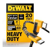 DEWALT Heavy Duty Extra Long USB C Cable (20 ft/6M), Fast 60W Type C Charging Cable, 90Degree Connector TypeC Charger Cord for Oculus Quest, PS5 Controller, Samsung Galaxy, Z Fold/Flip (Charge Only)