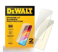 DEWALT Heavy Duty Glass Screen Protector for iPhone 17, 2 Pack Tempered Glass Screen Shield, Oleophobic Case Friendly, Perfect Install Tool Included, HD Clear, Long-Lasting Protection