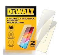 DEWALT Heavy Duty Glass Screen Protector for iPhone 17 Pro Max, 2 Pack Tempered Glass Screen Shield, Oleophobic Case Friendly, Perfect Install Tool Included, HD Clear, Long-Lasting Protection