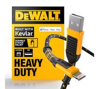 DEWALT Heavy Duty Lightning to USB A Cable - Reinforced Braided Cable for Lightning - Charger Cord Compatible with iPhone - Apple Compatible Charging Cable… (USB A to Lightning, 4FT)