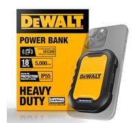 DEWALT Heavy Duty Magnetic Power Bank 5,000mAh, Rugged Wireless Portable Charger, 18W Fast Charging Battery Pack, USB-C to C w/USB Adapter Cable 4', Water Resistant, Works w/Magsafe iPhone 16/15/14