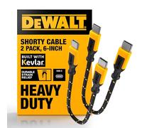 DEWALT Heavy Duty Short USB C to USB C 60W Cable 2Pack (1.8m) Durable Type C Fast Charging Nylon Braided Cord, Compatible with iPhone 17/16/15 Series, Android Samsung Galaxy S24/S23/S22/ Ultra