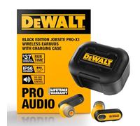 DEWALT Heavy Duty True Wireless Ear Buds, Bluetooth Headphones with Type C Charging Case Included, 37 Hours of Battery Life, Easy Setup for iPhone, Perfect for Jobsite, Outdoor Work - Black Edition
