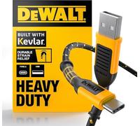 DEWALT Heavy Duty USB-A to USB-C Cable, Jobsite Fast Charging Cord for iPhone 17/16 Pro Max, MacBook, iPad, Samsung Galaxy, High Speed USB 2.0 Type C Cable, 10ft Black