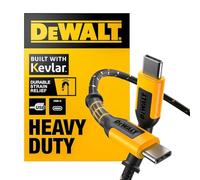 DEWALT Heavy Duty USB C Cable, Jobsite 60 Watt USB C Cable, High Speed Type-C to Type-C, Fast Charge PD USBC Fast Charging Cord for iPhone 17/16/15 Plus Pro Max MacBook iPad Samsung Galaxy, 10 ft
