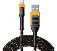 DEWALT Reinforced Braided Cable for Lightning, 10 feet, 3 feet, Black with Yellow