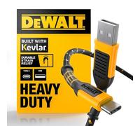 DEWALT Heavy Duty USB to USB C Cable, Jobsite Type C Cable, High Speed USBA to Type-C, Fast Charge USBC Fast Charging Cord for iPhone 17 16 Pro Max, MacBook, iPad, Samsung Galaxy, 6ft (USB2.0, Black)