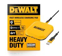 DEWALT Heavy Duty Wireless Charger, 10W Max Fast Wireless Charging Pad Compatible with iPhone 16/15/14/13/12/11/X/8 Pro Max Plus, Samsung Galaxy S22/S21, AirPods (Type C Cable & AC Adapter Included)