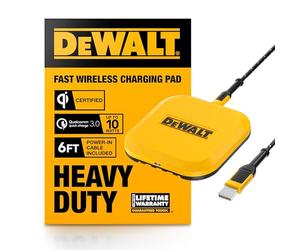 DEWALT Heavy Duty Wireless Charger, 10W Max Fast Wireless Charging Pad Compatible with iPhone 16/15/14/13/12/11/X/8 Pro Max Plus, Samsung Galaxy S22/S21, AirPods (Type C Cable & AC Adapter Included)