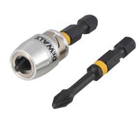 DEWALT Impact Torsion Bits PZ2 x 50mm (x2) and Magnetic Screwlock Sleeve DEWDT7