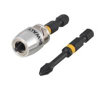 DEWALT Impact Torsion Bits PZ2 x 50mm (x2) and Magnetic Screwlock Sleeve DEWDT7
