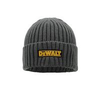 DEWALT Indianapolis Grey Knitted Beanie Hat - Built for Cold Weather - Stretch Base Ribbed Hem ensures a Good fit Woven Badge Detail to Front