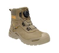 DEWALT Lander Men's Waterproof, Nubuck Leather, Wide Fitting, BOA Fastener, Non-Metallic Safety Toe Work Boot, Stone, UK6