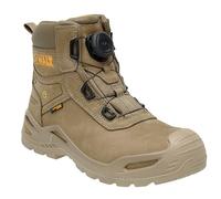 DEWALT Lander Men's Waterproof, Nubuck Leather, Wide Fitting, BOA Fastener, Non-Metallic Safety Toe Work Boot, Stone, UK10