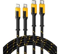 DEWALT Lightning to USB-C Cable, 4FT Reinforced Braided Charger Cord, Compatible with iPhone and Apple Devices (2, 4Ft)