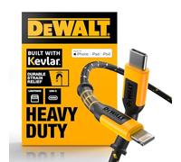 DEWALT Lightning to USB C Cable - Reinforced Braided Cable for Lightning - Charger Cord Compatible with iPhone - Apple Compatible Charging Cable… (USB C to Lightning, 4 FT)
